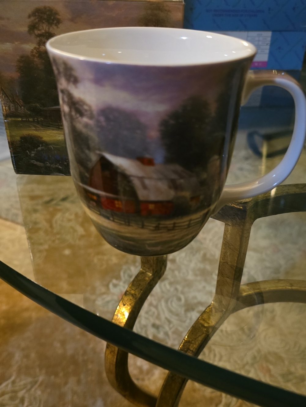 Thomas Kinkade Scenic Barn Ceramic Coffee Mug Artsy Like New Never Used Boxed